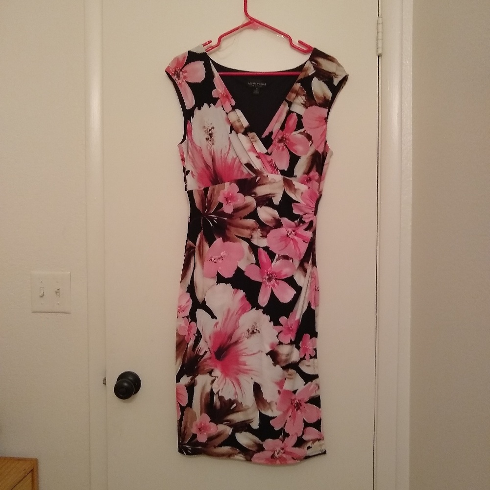 Size 10 pink/brown/black floral dress.